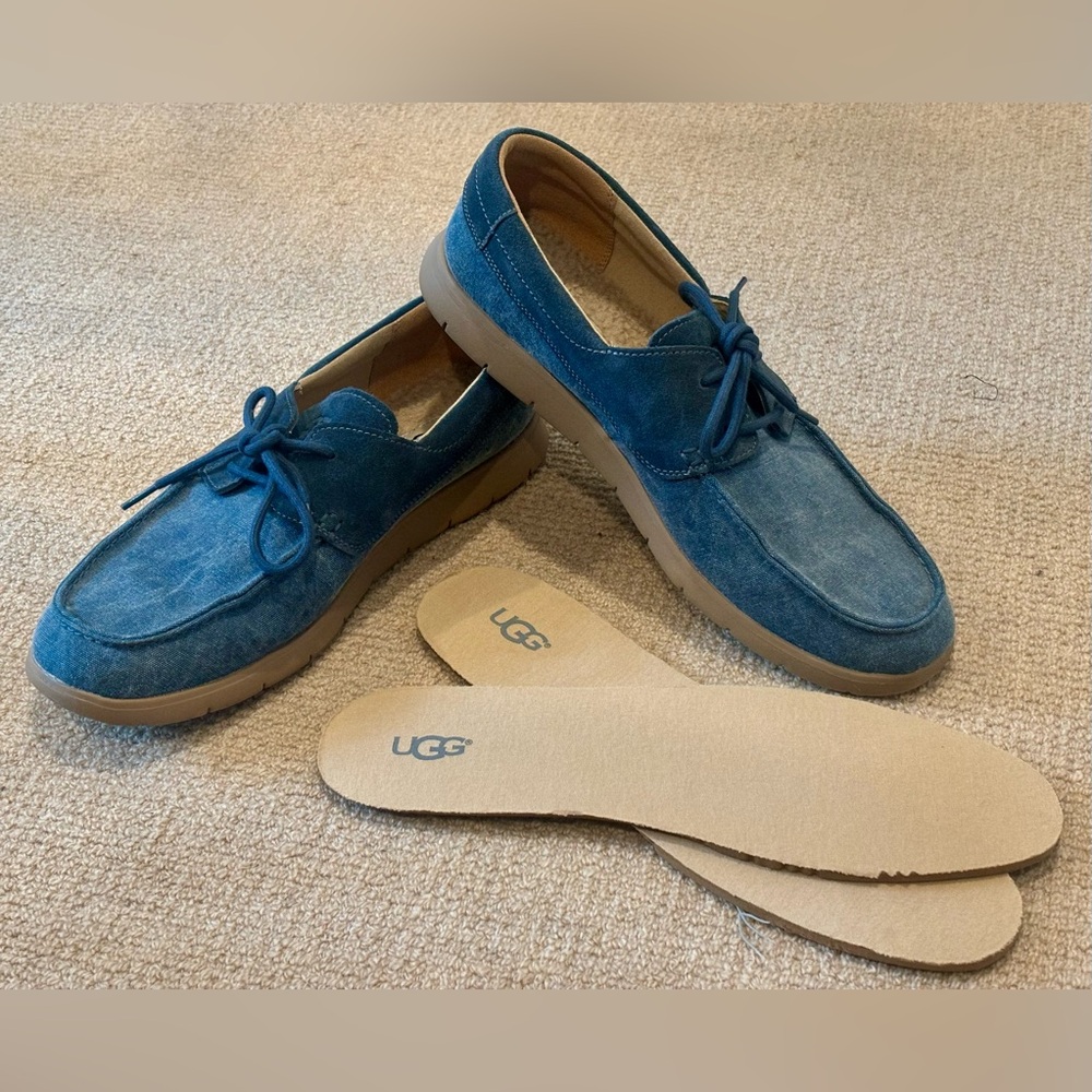 UGG Catton Marino Canvas Oxford Men’s Size 13 Boat Shoes Suede + Extra Insoles
